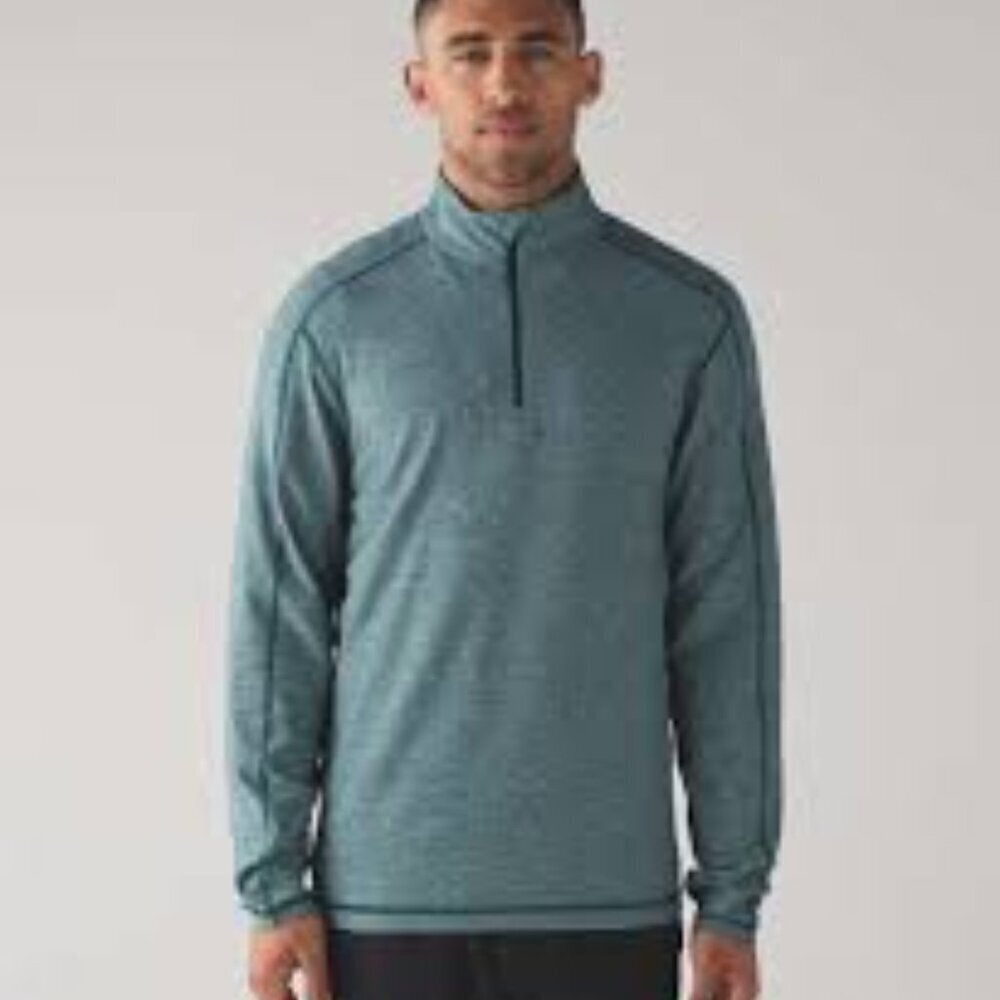 Lululemon men's Surge Warm 1/2 Zip pullover quarter zip top blue large
